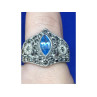 925 Sterling Silver Blue Spinel & Marcasites Ring Size 5.5
