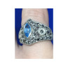 925 Sterling Silver Blue Spinel & Marcasites Ring Size 5.5