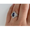 925 Sterling Silver Sapphire & CZ Ring Size 6.5