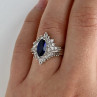925 Sterling Silver Sapphire & CZ Ring Size 6.5