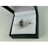 925 Sterling Silver Sapphire & CZ Ring Size 6.5
