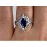 925 Sterling Silver Sapphire & CZ Ring Size 6.5