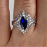 925 Sterling Silver Sapphire & CZ Ring Size 6.5