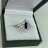 925 Sterling Silver Sapphire & CZ Ring Size 6.5