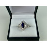 925 Sterling Silver Sapphire & CZ Ring Size 6.5