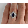 925 Sterling Silver Sapphire & CZ Ring Size 6.5