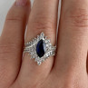 925 Sterling Silver Sapphire & CZ Ring Size 6.5