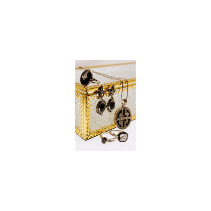 925 STERLING SILVER AGATE & MARCASITES CHAIN WITH PENDANT