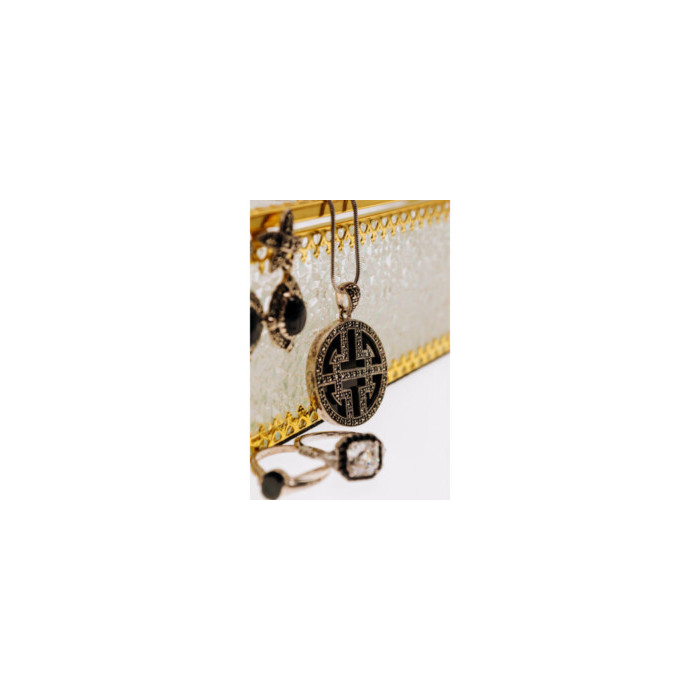 925 STERLING SILVER AGATE & MARCASITES CHAIN WITH PENDANT