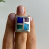 925 Sterling Silver Multicolor Agate Ring Size 5.5