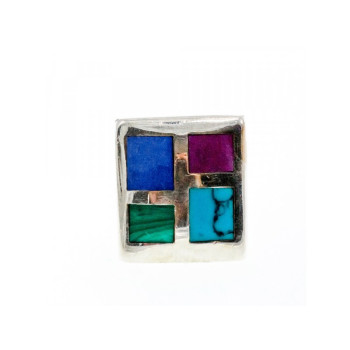 925 STERLING SILVER MULTICOLOR AGATE RING SIZE 5.5
