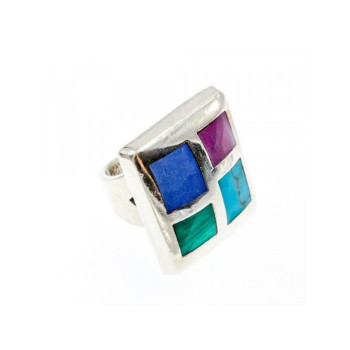 925 STERLING SILVER MULTICOLOR AGATE RING SIZE 5.5