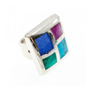 925 Sterling Silver Multicolor Agate Ring Size 5.5