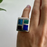 925 Sterling Silver Multicolor Agate Ring Size 5.5