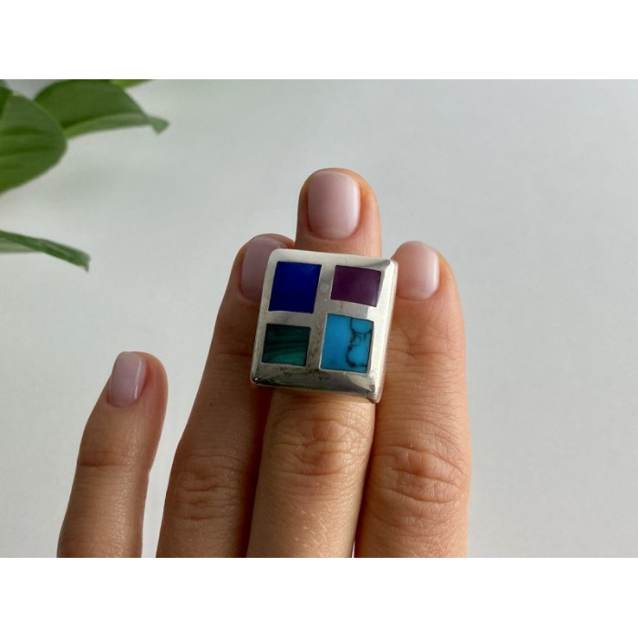 925 STERLING SILVER MULTICOLOR AGATE RING SIZE 5.5