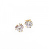 14K Yellow Gold CZ Hearts Earrings