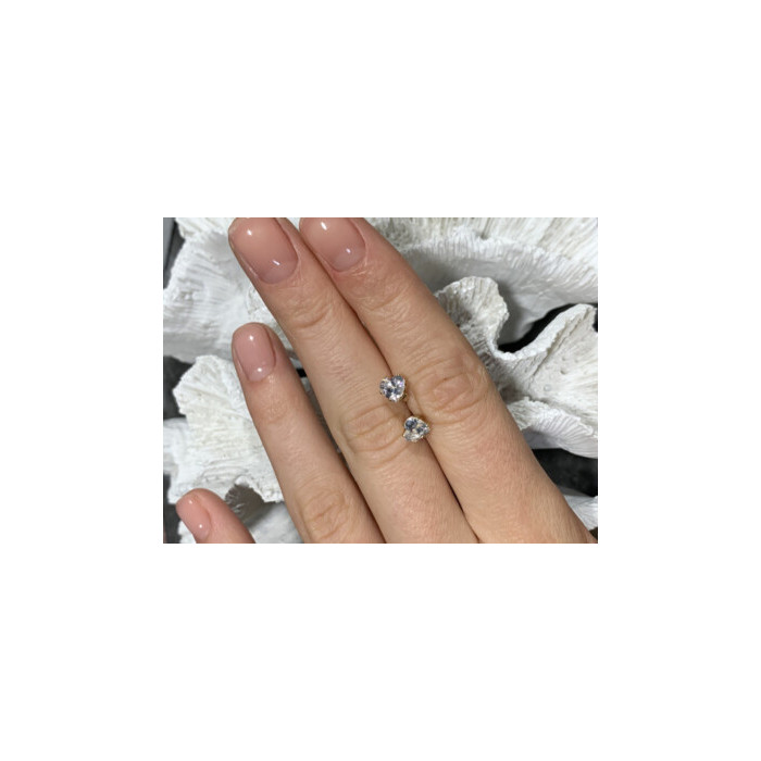 14K YELLOW GOLD CZ HEARTS EARRINGS