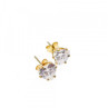 14K Yellow Gold CZ Hearts Earrings