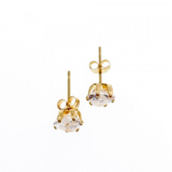 14K Yellow Gold CZ Hearts Earrings