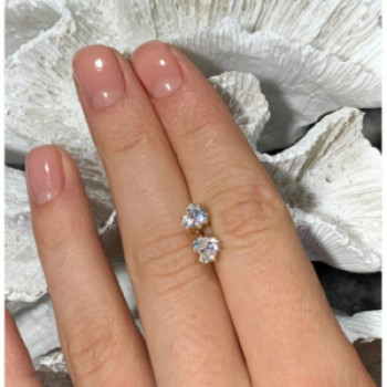 14K Yellow Gold CZ Hearts Earrings