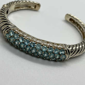 925 Sterling Silver Topaz Hinge Bracelet