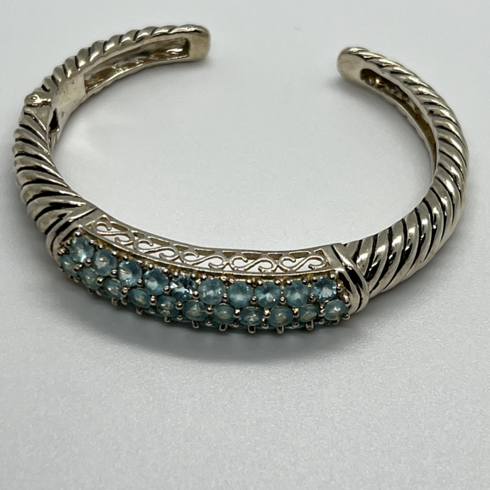 925 Sterling Silver Topaz Hinge Bracelet