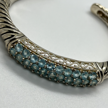 925 Sterling Silver Topaz Hinge Bracelet