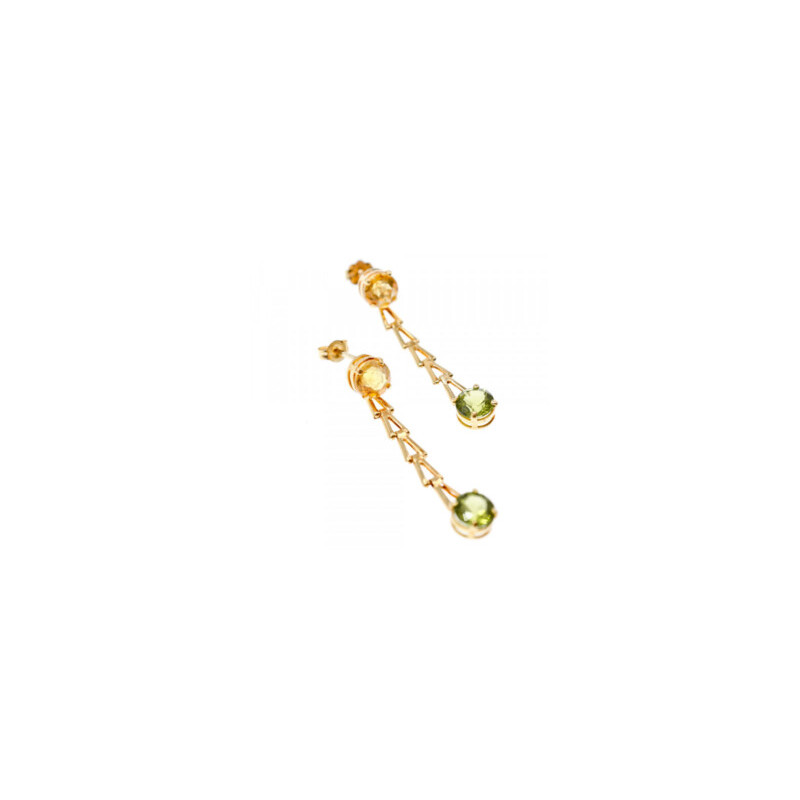 14K YELLOW GOLD HELIODOR & TSAVORITE EARRINGS