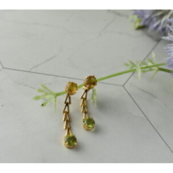 14K Yellow Gold Heliodor & Tsavorite Earrings