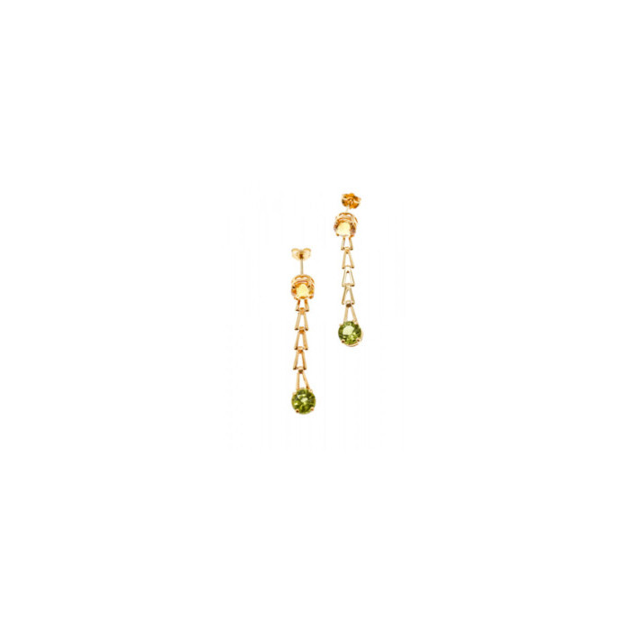 14K YELLOW GOLD HELIODOR & TSAVORITE EARRINGS