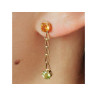 14K YELLOW GOLD HELIODOR & TSAVORITE EARRINGS