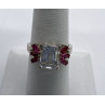 925 Sterling Silver Pink & Colorless Spinel Ring Size 7.5