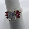 925 Sterling Silver Pink & Colorless Spinel Ring Size 7.5