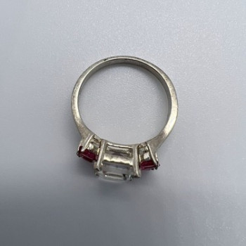 925 Sterling Silver Pink & Colorless Spinel Ring Size 7.5
