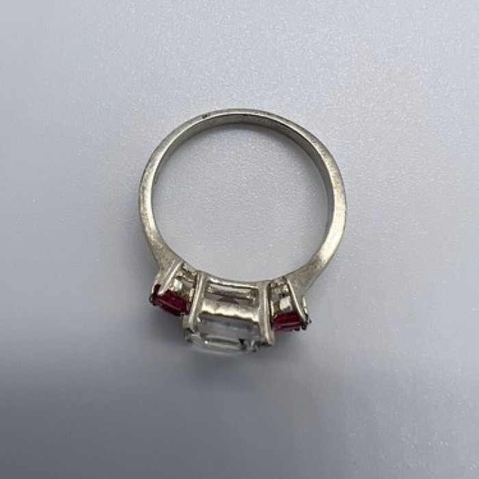 925 Sterling Silver Pink & Colorless Spinel Ring Size 7.5