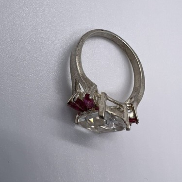 925 Sterling Silver Pink & Colorless Spinel Ring Size 7.5