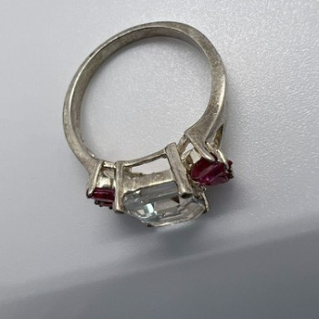 925 Sterling Silver Pink & Colorless Spinel Ring Size 7.5