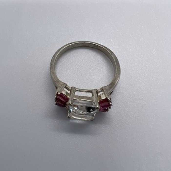 925 Sterling Silver Pink & Colorless Spinel Ring Size 7.5