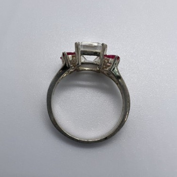 925 Sterling Silver Pink & Colorless Spinel Ring Size 7.5