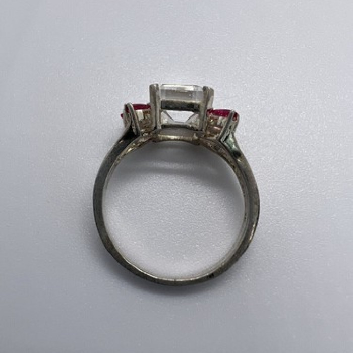 925 Sterling Silver Pink & Colorless Spinel Ring Size 7.5