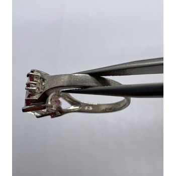 925 Sterling Silver Pink & Colorless Spinel Ring Size 7.5