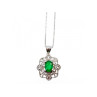 925 STERLING SILVER EMERALD & BERYL CHAIN WITH PENDANT