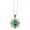 925 Sterling Silver Emerald & Beryl Chain With Pendant