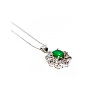925 STERLING SILVER EMERALD & BERYL CHAIN WITH PENDANT