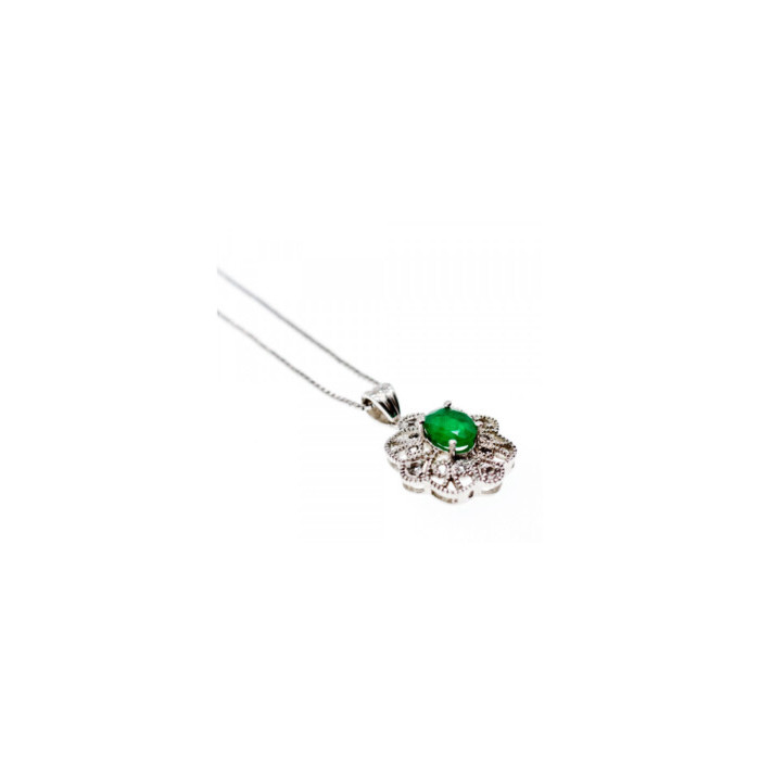 925 STERLING SILVER EMERALD & BERYL CHAIN WITH PENDANT