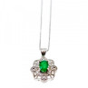925 Sterling Silver Emerald & Beryl Chain With Pendant