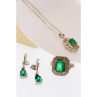 925 Sterling Silver Emerald & Beryl Chain With Pendant