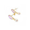 14K YELLOW GOLD AMETHYST & PEARLS EARRINGS ITALY