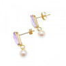 14K Yellow Gold Amethyst & Pearls Earrings Italy