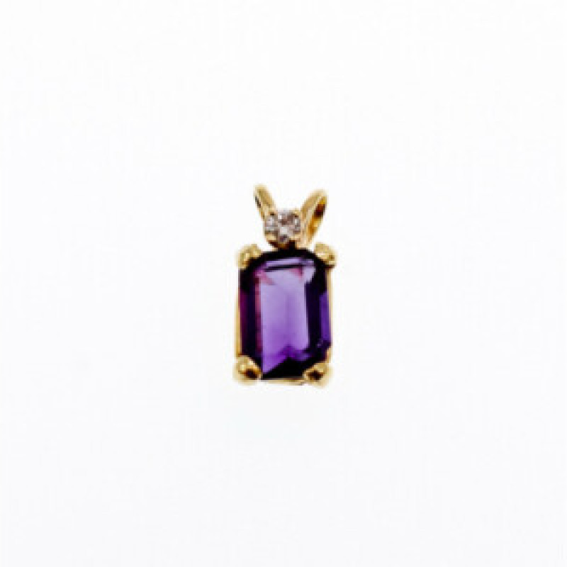 14K Yellow Gold Tourmaline & Diamond Pendant